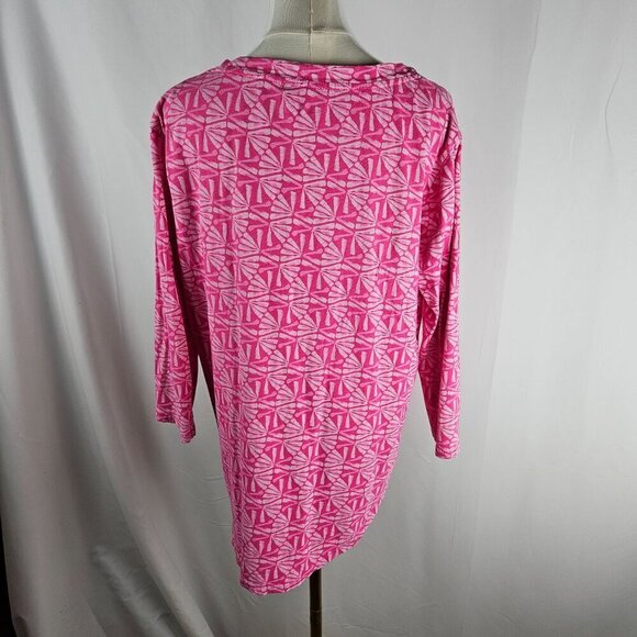 Fresh Produce Medium Pink Catalina Pattern High Lo Shirt 3/4 Sleeve - Picture 4 of 10
